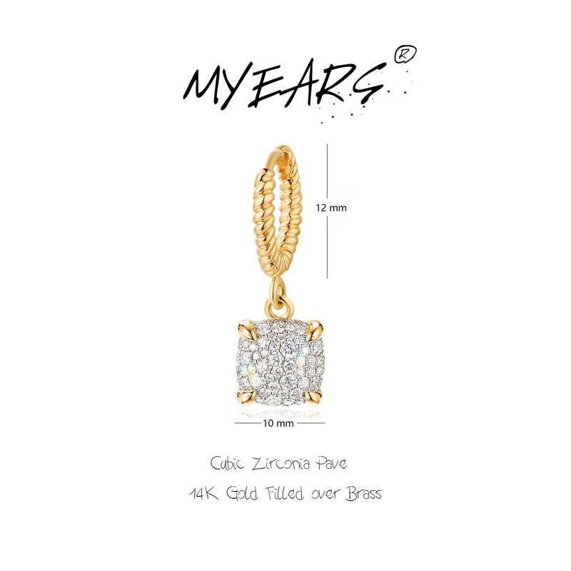 MYEARS Women Square Earrings Gold Huggie Twisted Hoop Dangle Drop Cubic Zirconia Cluster 14K Gold Plated Small Simple Hypoallergenic Everyday Jewelry - Image 5